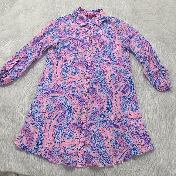 Lilly Pulitzer Pink and Blue Midi Dress - Picture 1 of 7